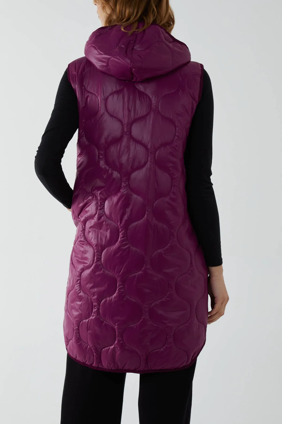 "Love" Zip Up Hooded Puffer Gillet