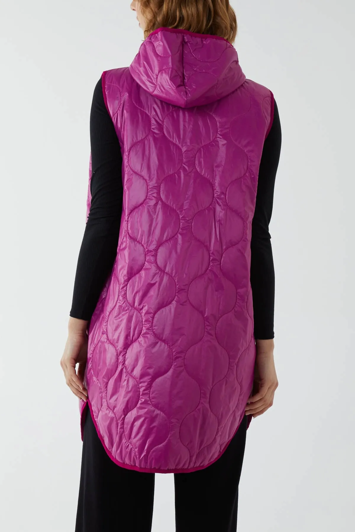 "Love" Zip Up Hooded Puffer Gillet