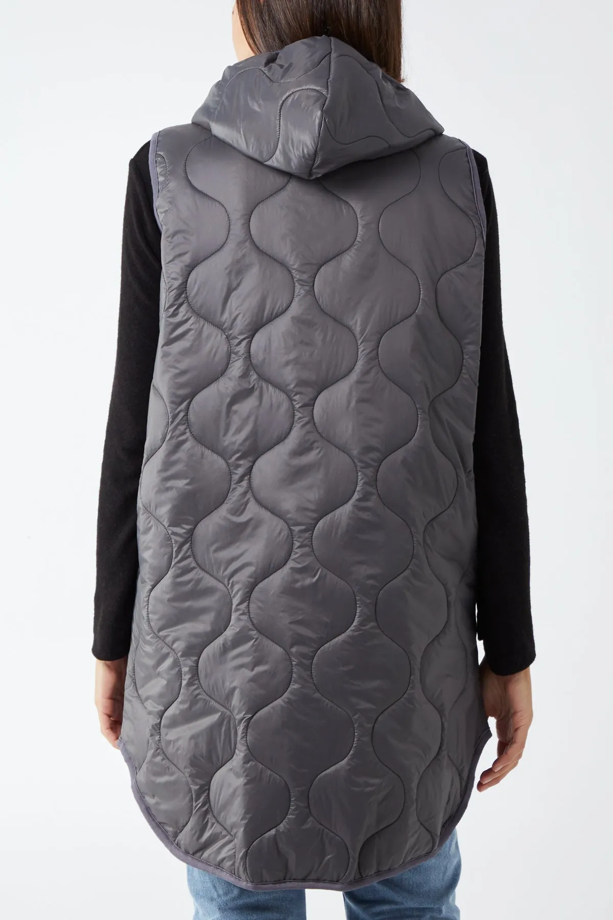 "Love" Zip Up Hooded Puffer Gillet
