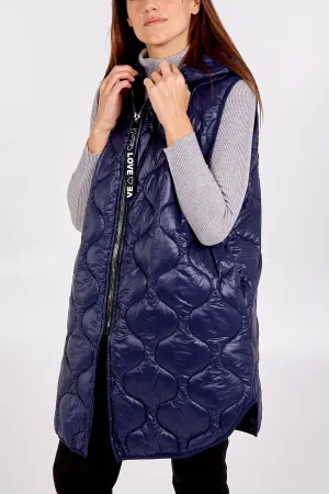 "Love" Zip Up Hooded Puffer Gillet