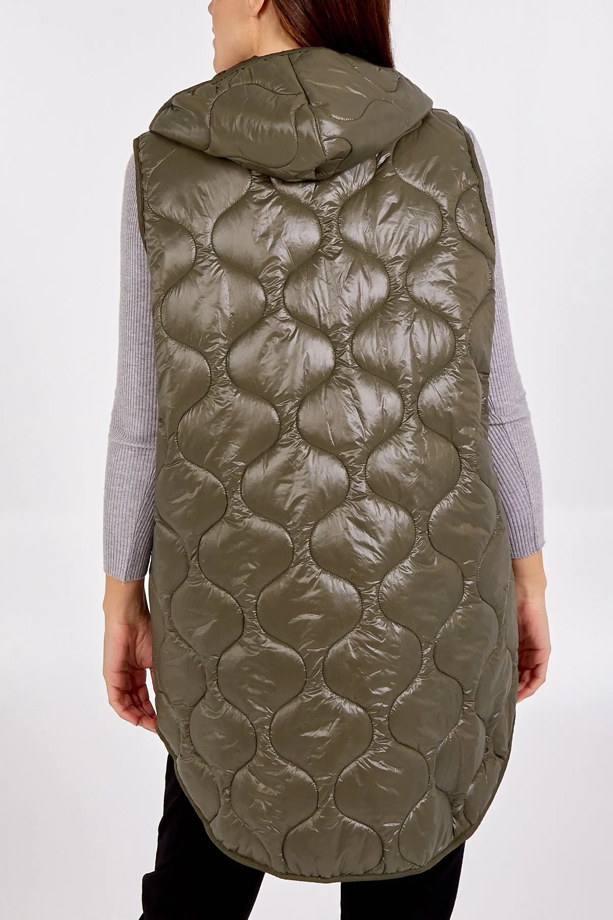 "Love" Zip Up Hooded Puffer Gillet