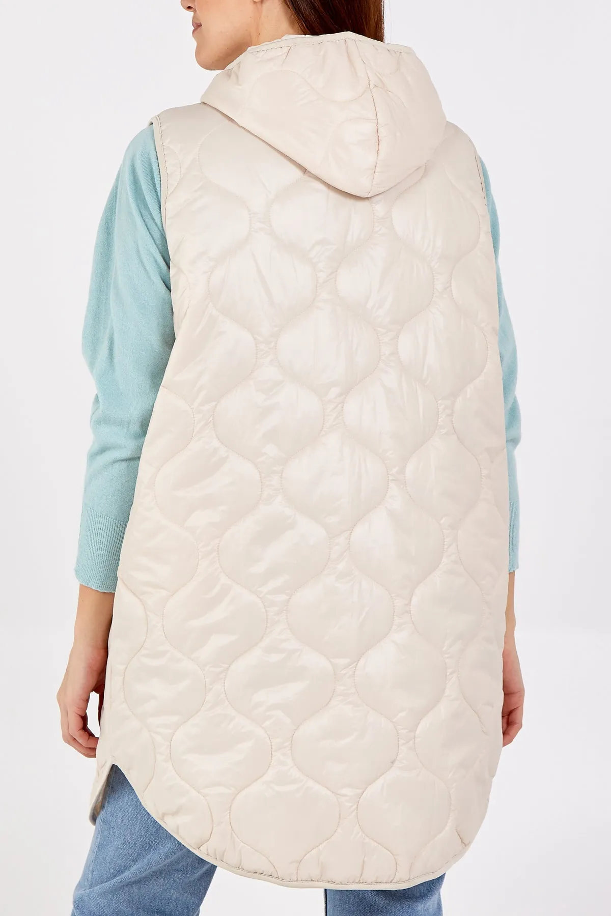 "Love" Zip Up Hooded Puffer Gillet