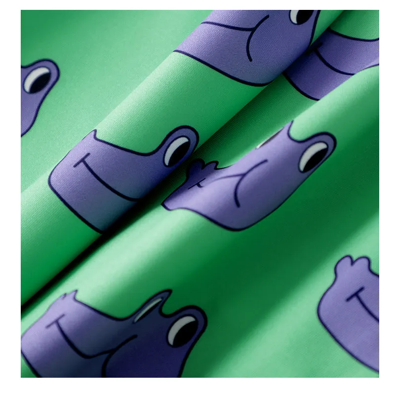 "PURPLE FROG HEAD GREEN" WIDE LEG PANTS Y031601