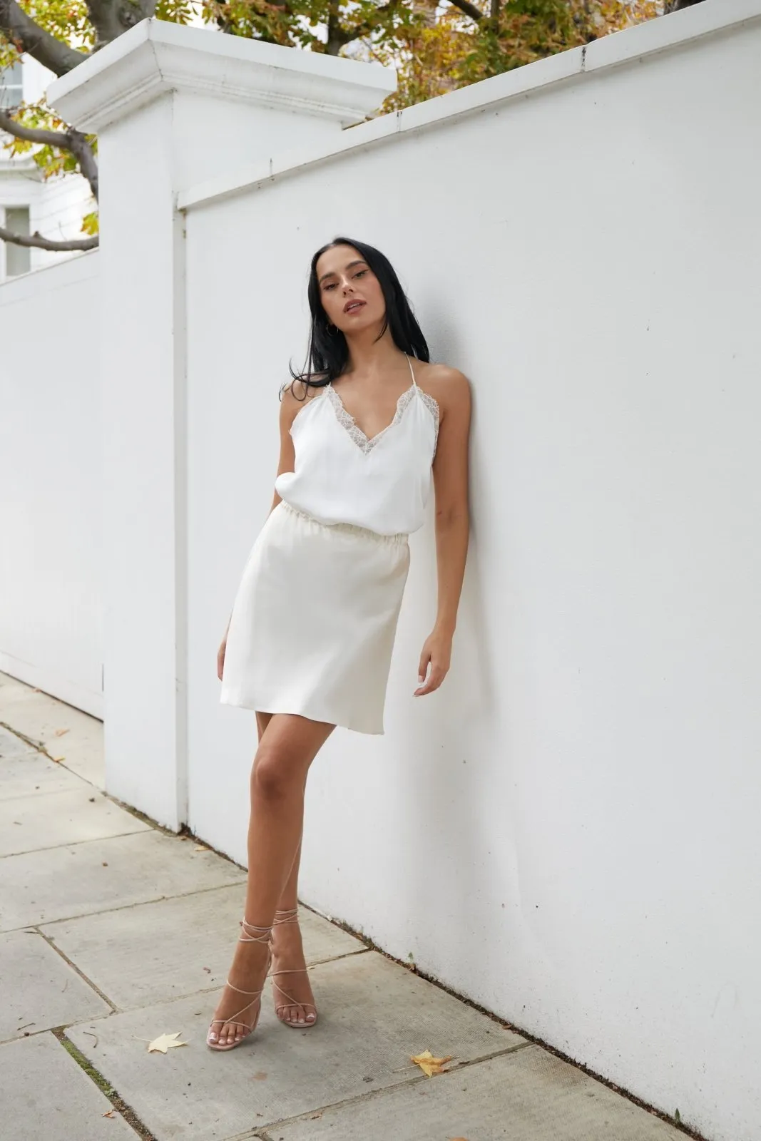 "The Orla" - Satin Mini Skirt (Champagne)