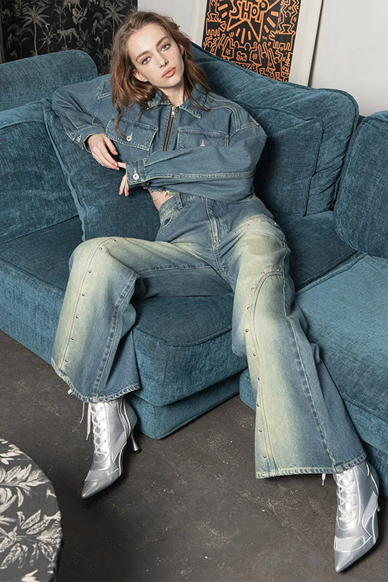 Raw Edge Cropped Denim Jacket
