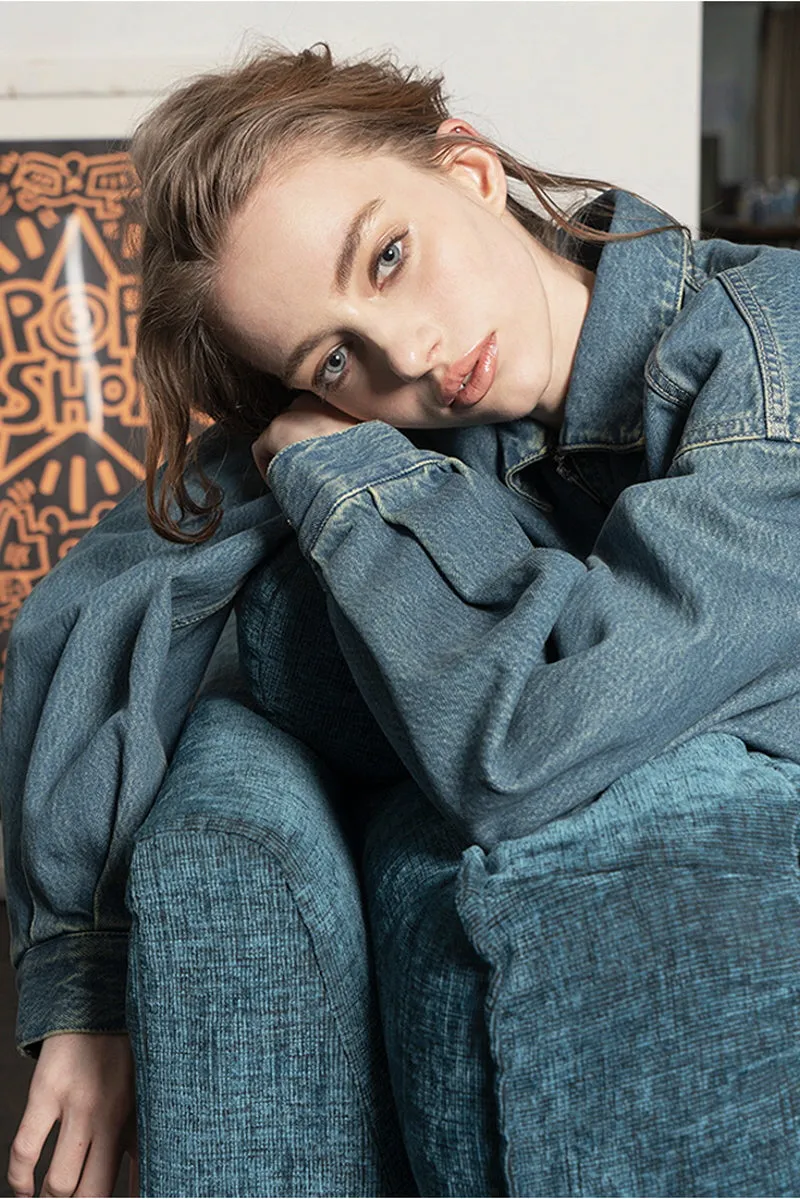 Raw Edge Cropped Denim Jacket