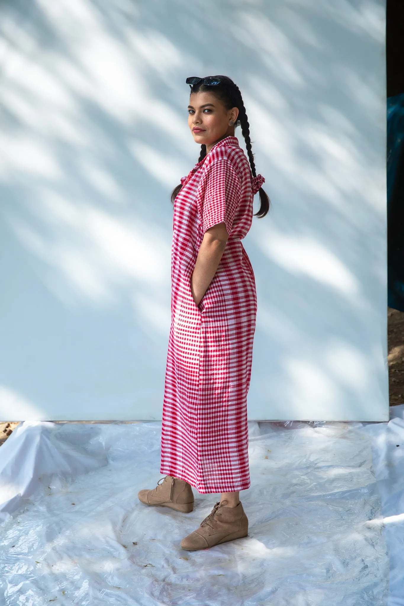 Red on Red Shirt Dress