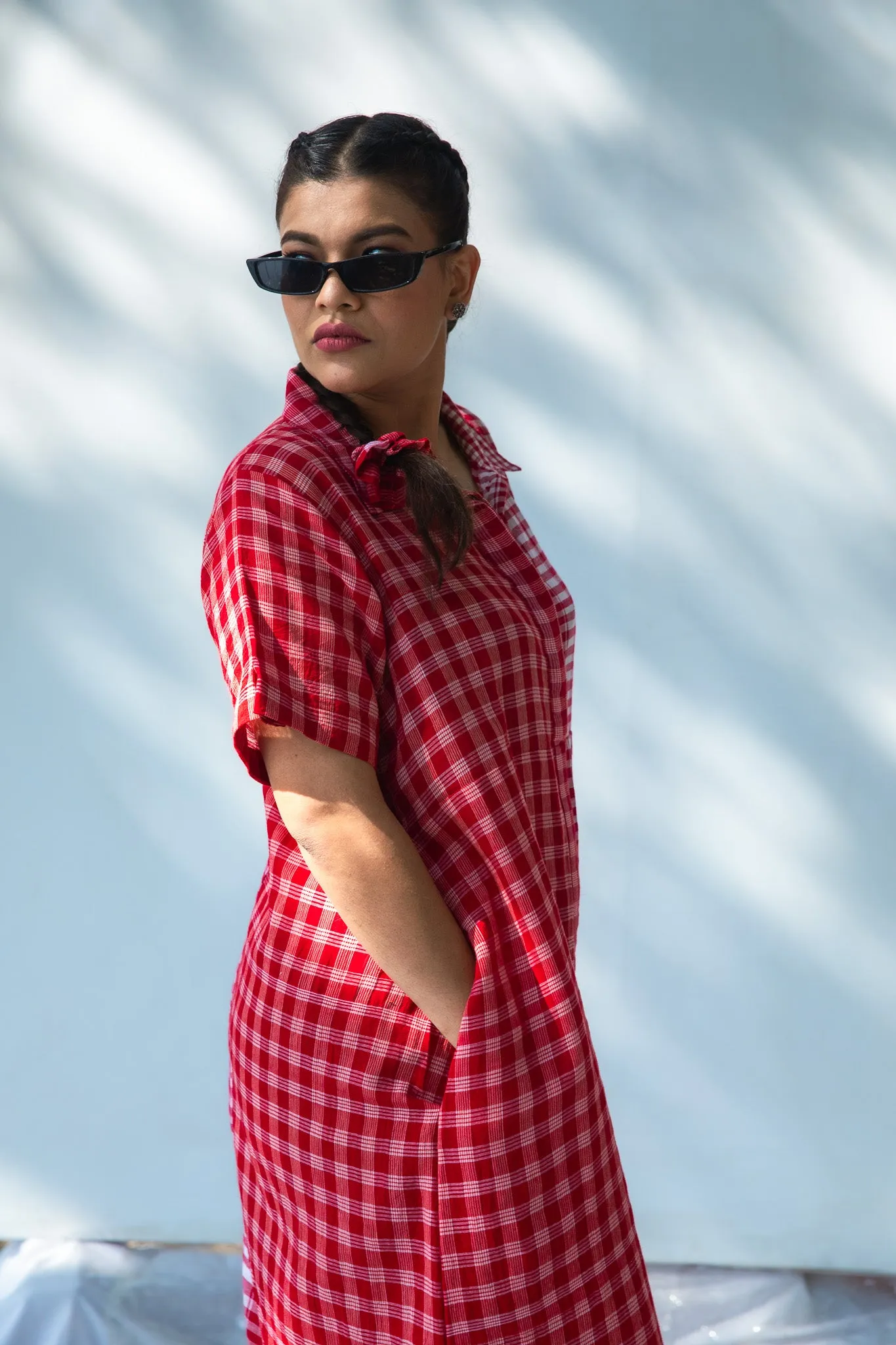 Red on Red Shirt Dress