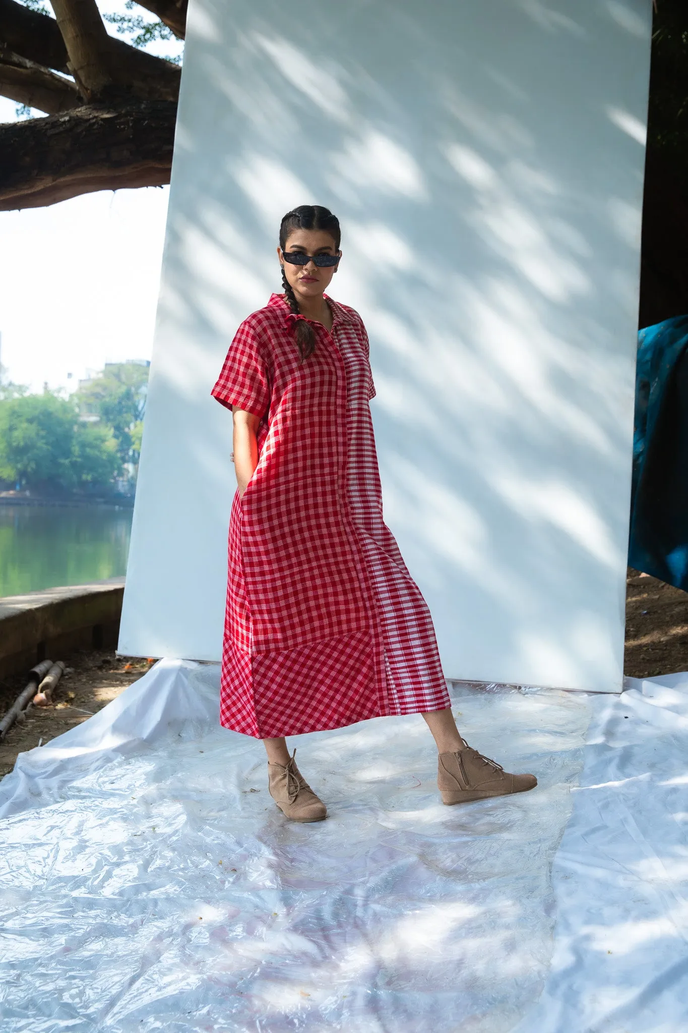 Red on Red Shirt Dress
