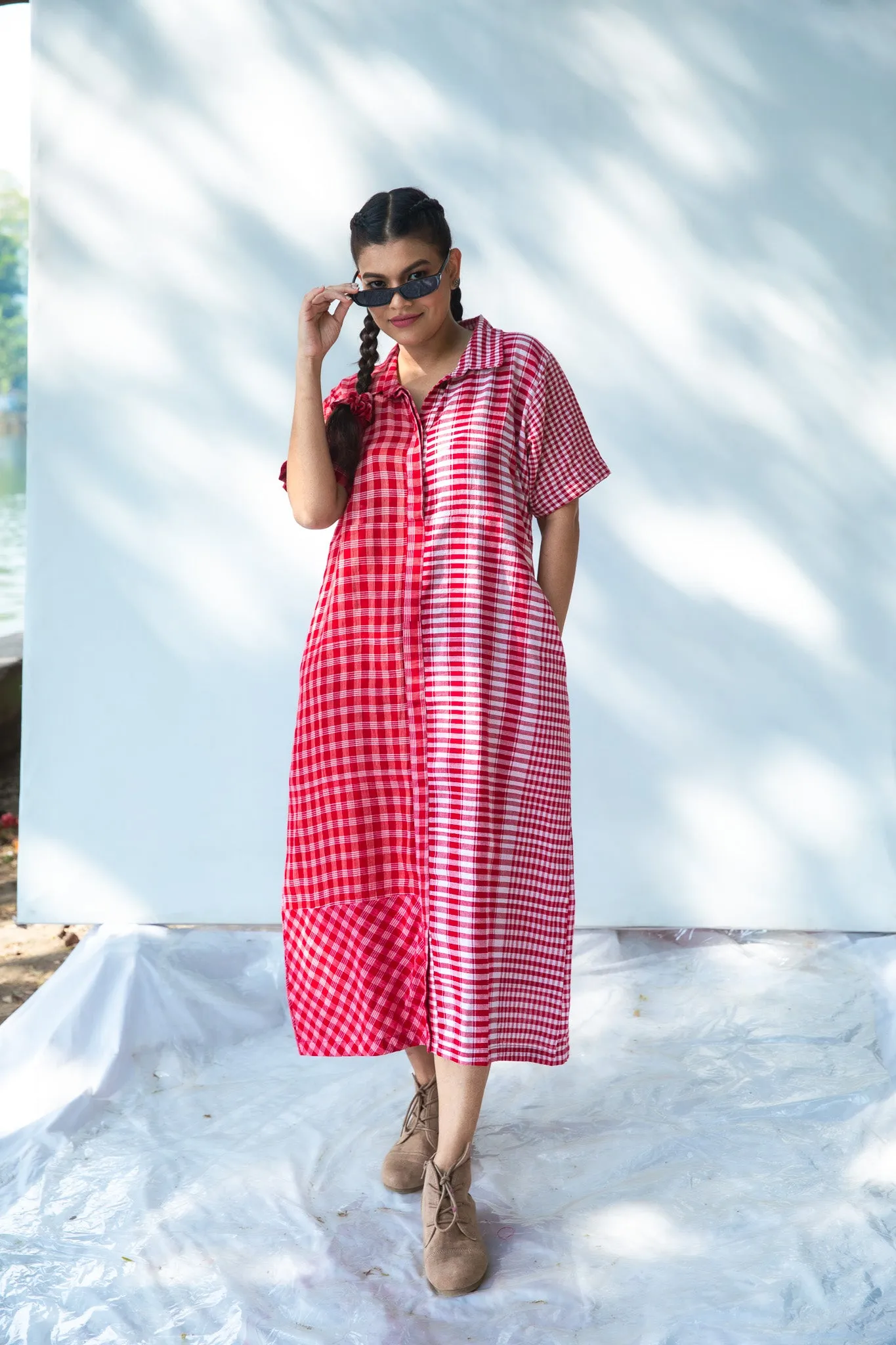 Red on Red Shirt Dress