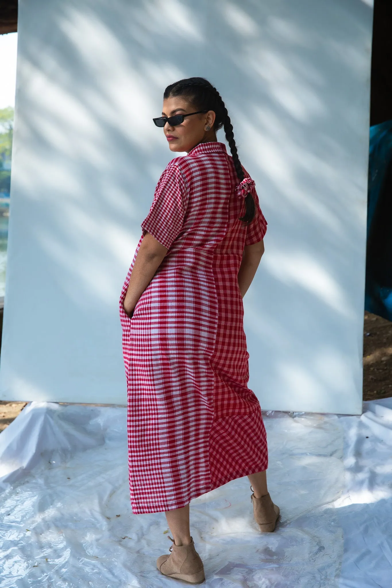 Red on Red Shirt Dress