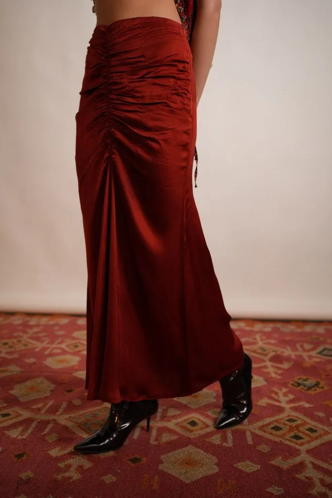 Red Satin Skirt