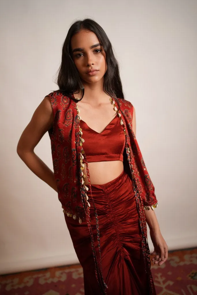 Red Satin Skirt