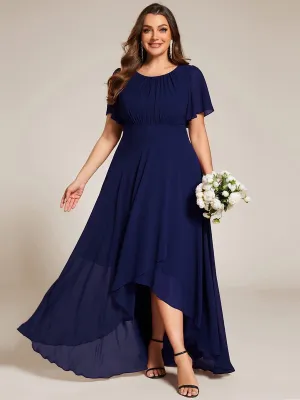 Robe de demoiselle d'honneur en mousseline à col rond grande taille