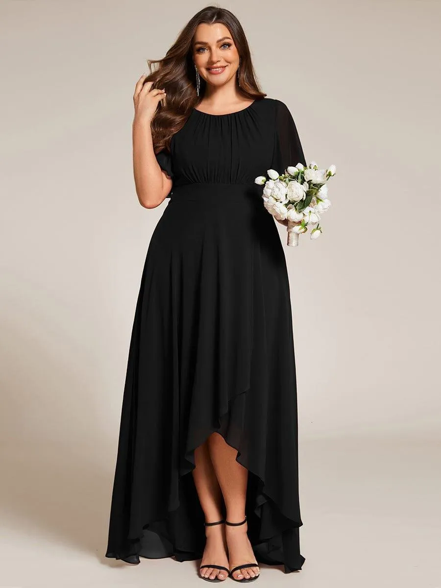 Robe de demoiselle d'honneur en mousseline à col rond grande taille