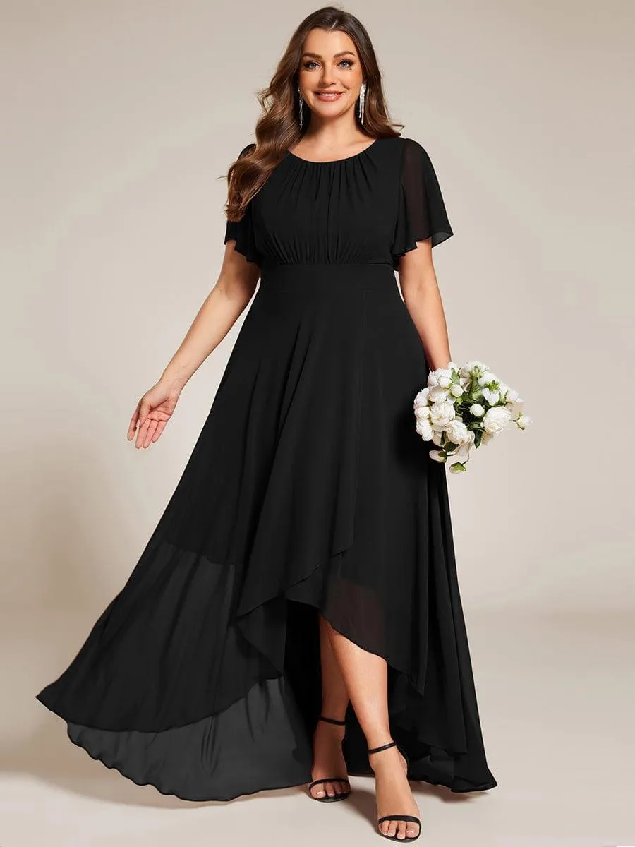 Robe de demoiselle d'honneur en mousseline à col rond grande taille