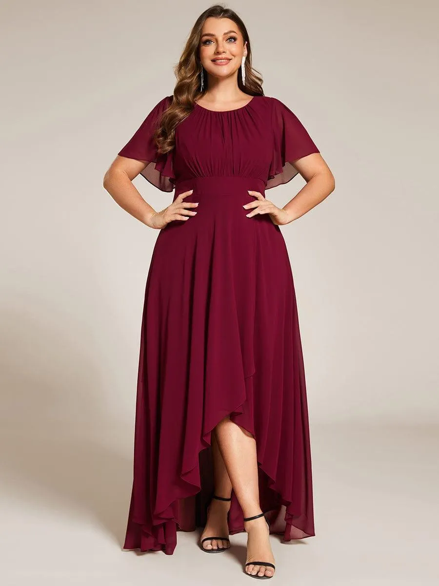 Robe de demoiselle d'honneur en mousseline à col rond grande taille