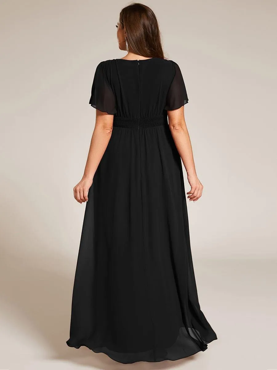 Robe de demoiselle d'honneur en mousseline à col rond grande taille