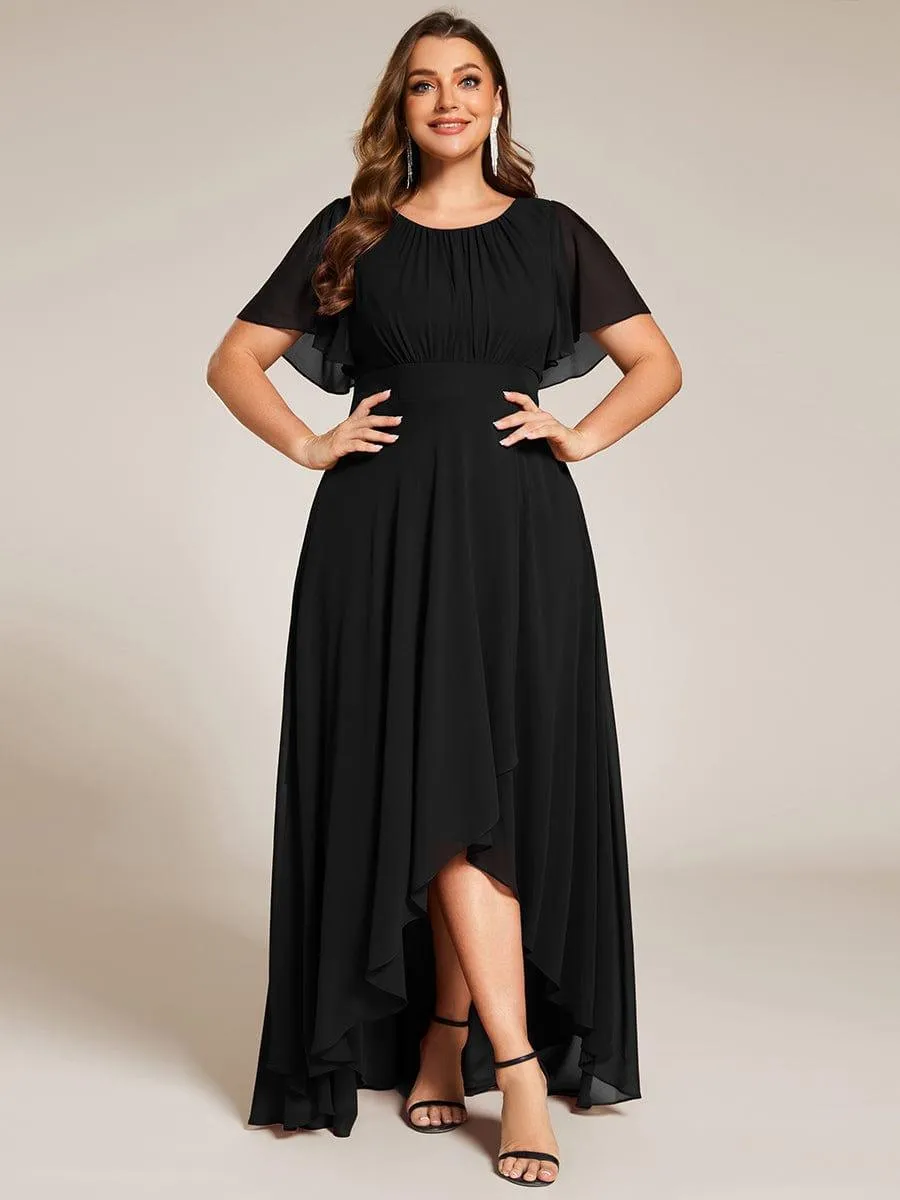 Robe de demoiselle d'honneur en mousseline à col rond grande taille