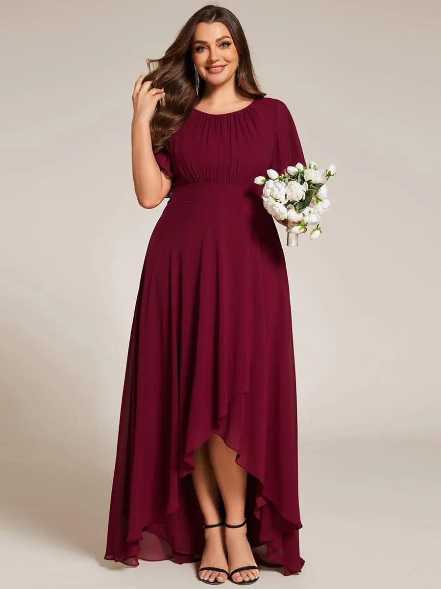 Robe de demoiselle d'honneur en mousseline à col rond grande taille