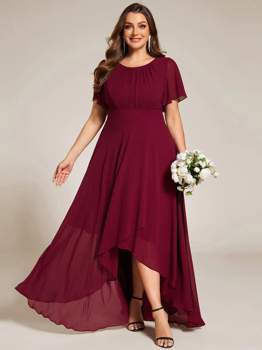 Robe de demoiselle d'honneur en mousseline à col rond grande taille