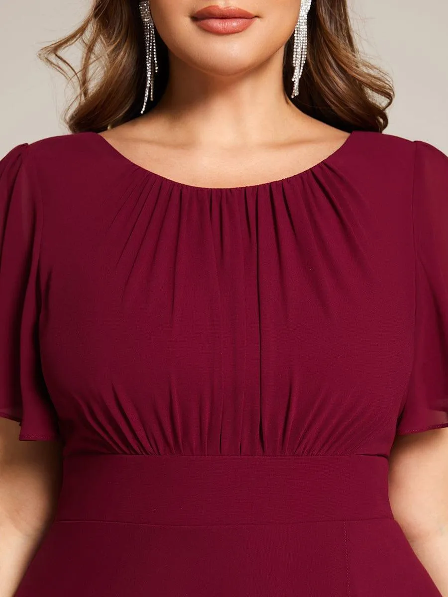 Robe de demoiselle d'honneur en mousseline à col rond grande taille