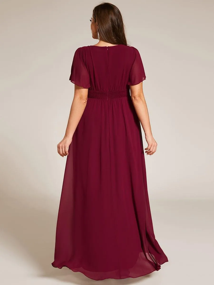 Robe de demoiselle d'honneur en mousseline à col rond grande taille