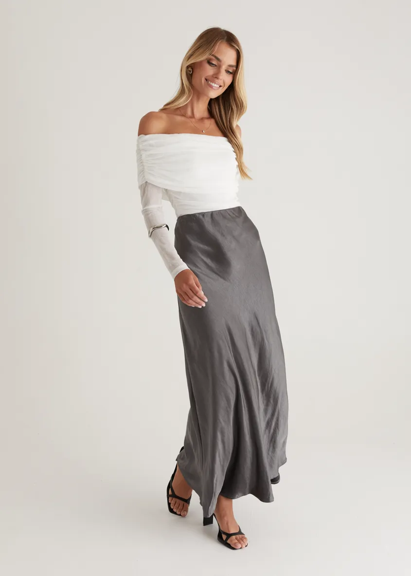 Rosalie Mid Skirt - Charcoal