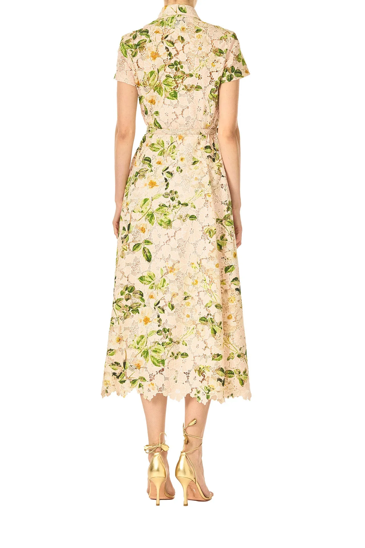 Rose Printed Lace Shirt Dress