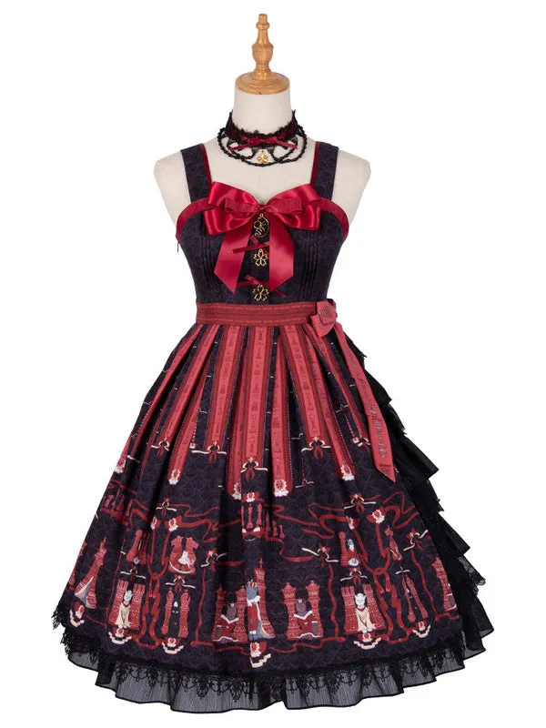 Royal Lolita JSK Dress Lolita Black Sleeveless Lace Up Lolita Jumper Skirts