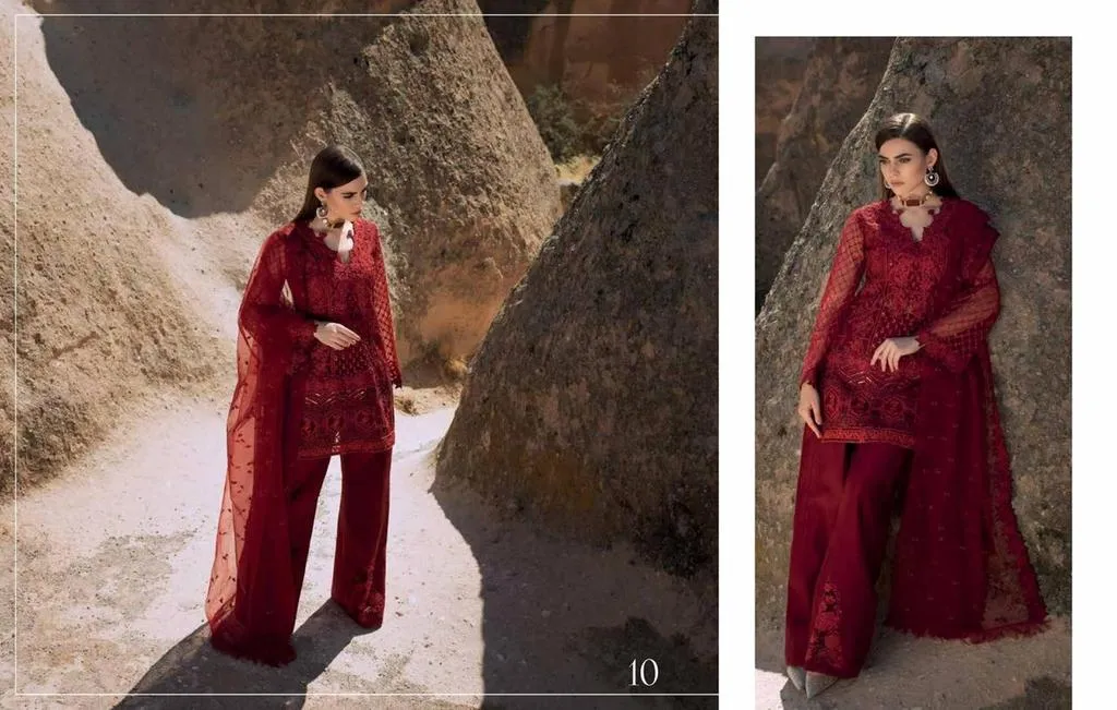 Royal Style Reddish Maroon Pakistani Designer Dress in USA - C 1710