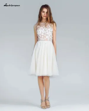 Roycebridal Short Country Wedding Dresses Knee Length Lace