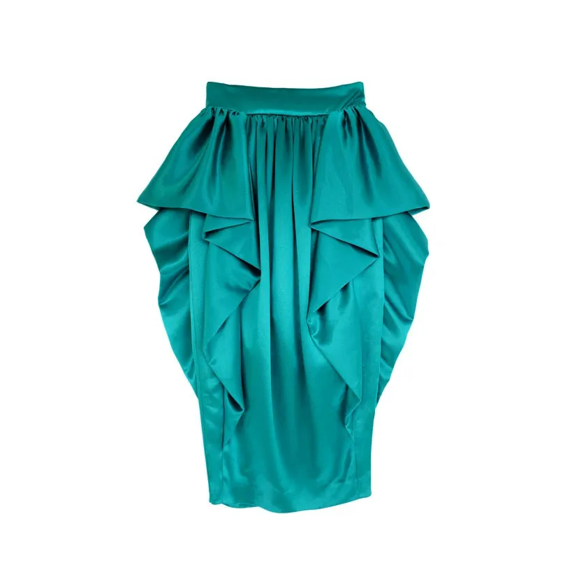 Ruffled Satin Midi Skirt