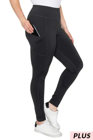 SALE!!   LEG-2 {On The Run} Black Leggings W/Side Pockets  PLUS SIZE XL 1X 2X 3X