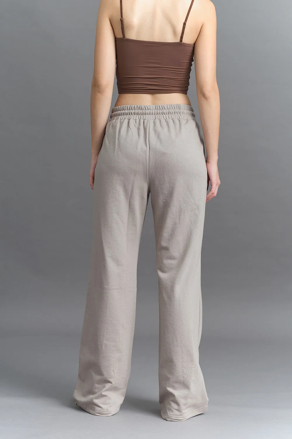 Sand Beige Wide-Leg Sweatpants