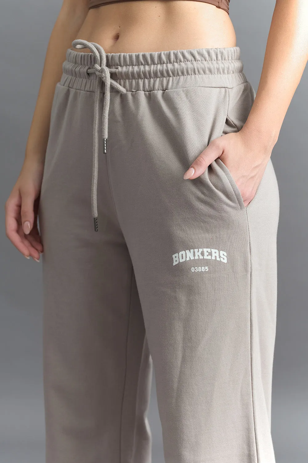 Sand Beige Wide-Leg Sweatpants