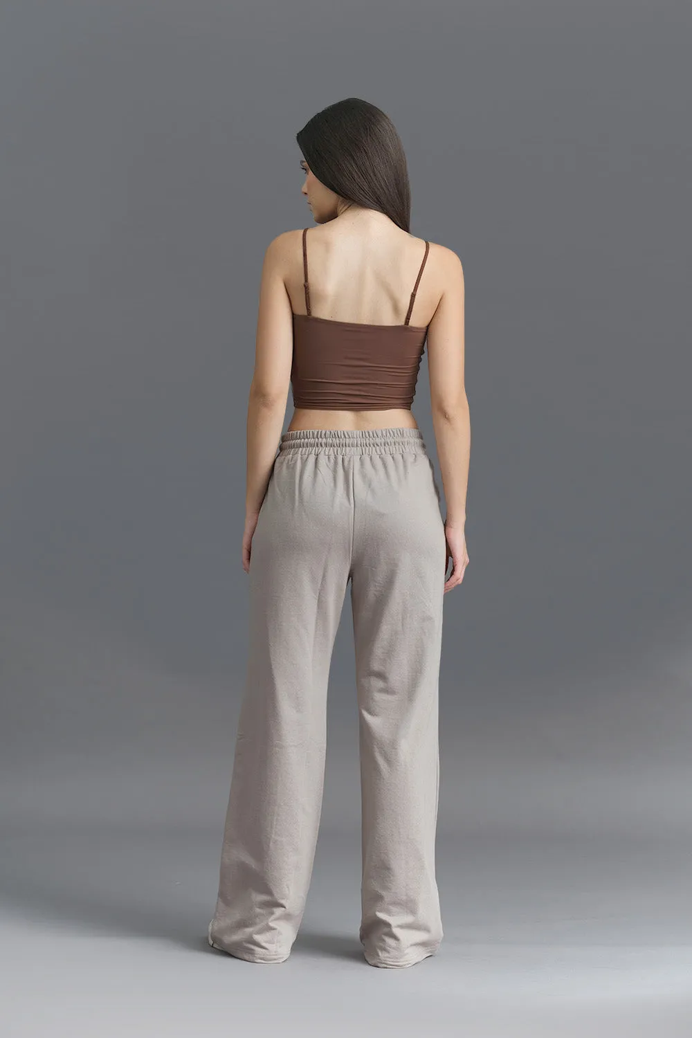 Sand Beige Wide-Leg Sweatpants