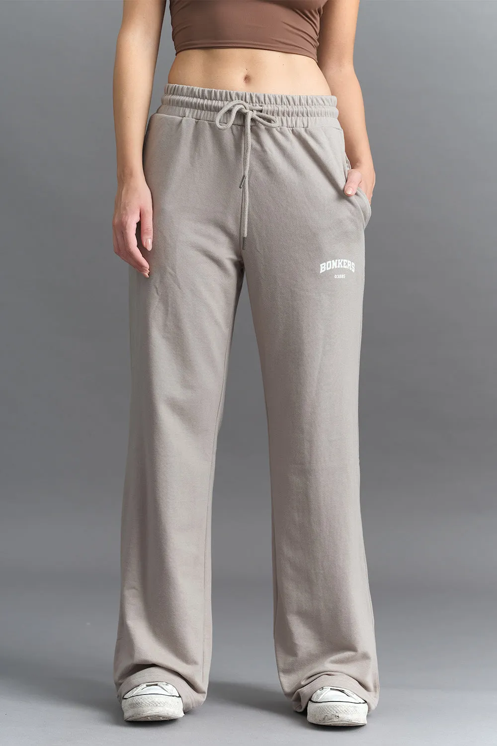 Sand Beige Wide-Leg Sweatpants