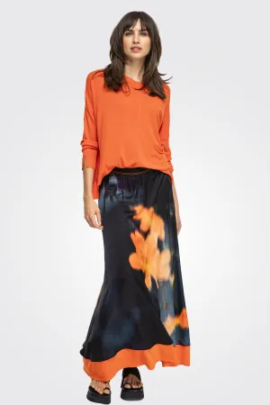 Satin Long Skirt - Black Mandarin