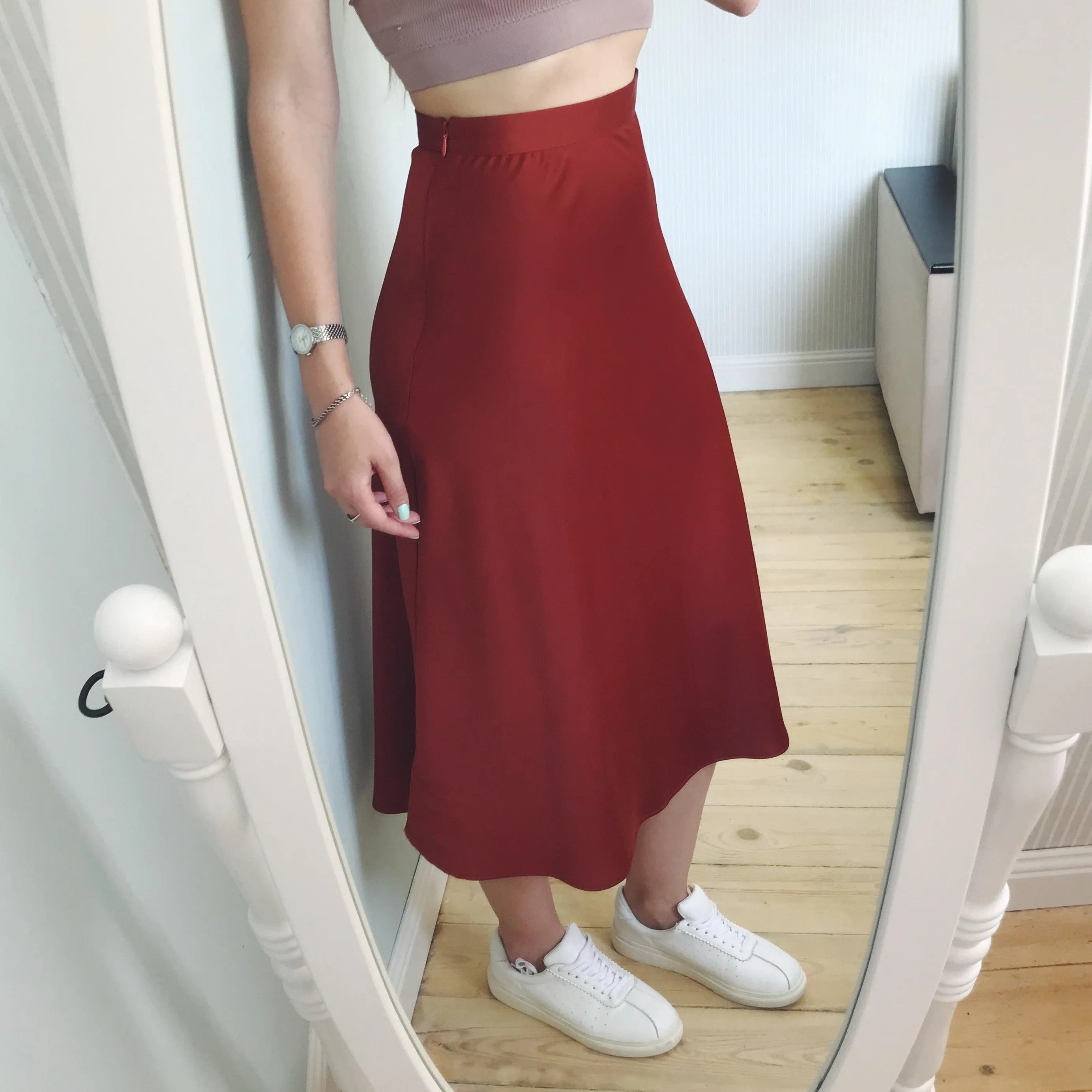 Satin Wine Red Skirt