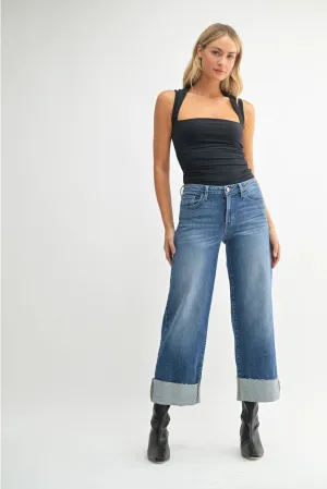 Scissor Cut Cuffed Wide Leg