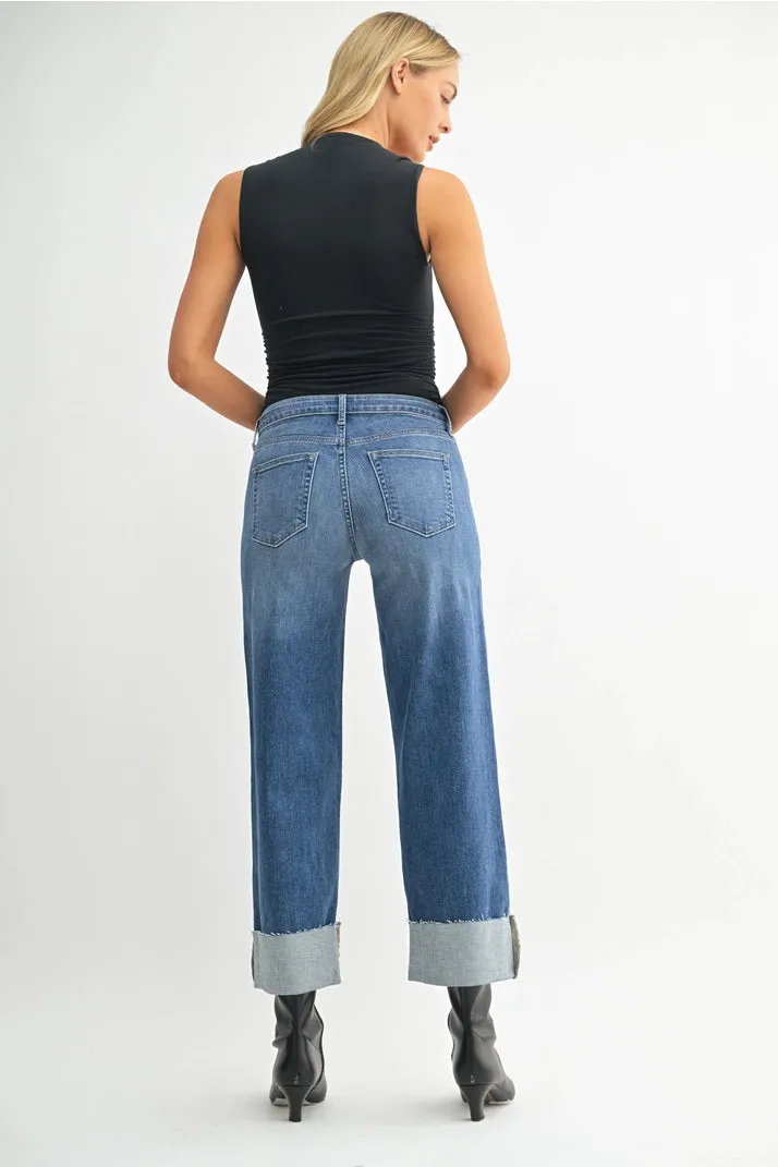Scissor Cut Cuffed Wide Leg