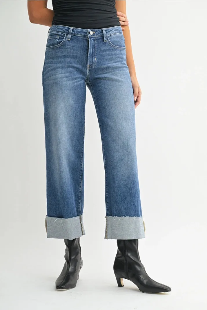 Scissor Cut Cuffed Wide Leg