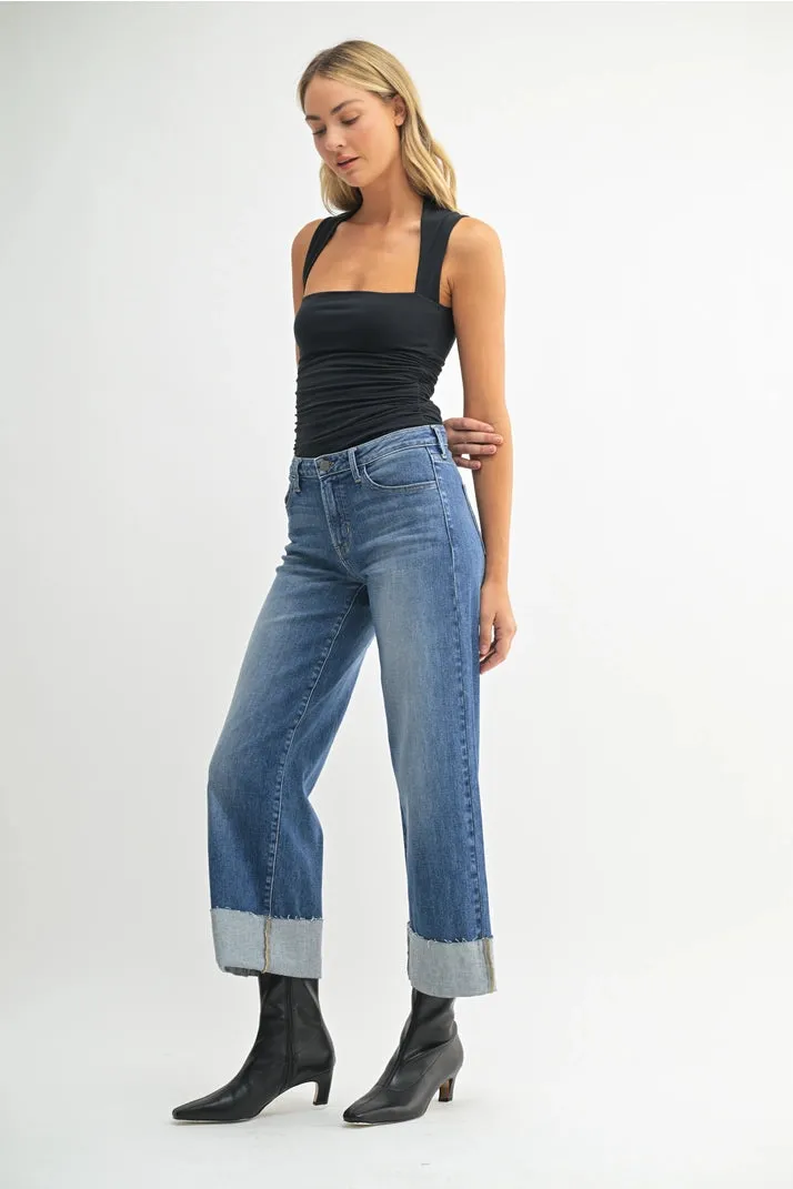 Scissor Cut Cuffed Wide Leg