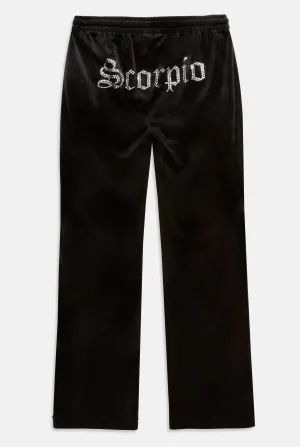 'SCORPIO' BLACK VELOUR DIAMANTÉ TRACKSUIT BOTTOM