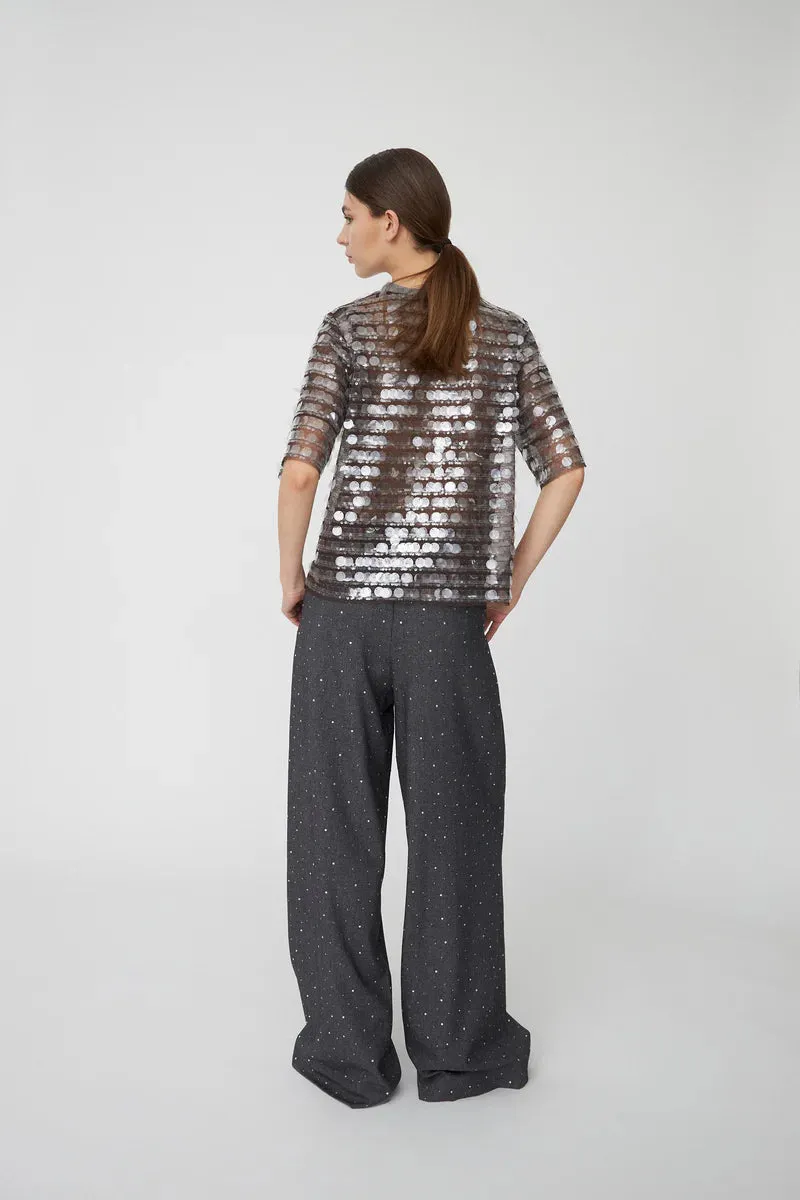 Seethrough Sequins Top - Smoky Rose