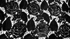 Sequined Lace Black Roses