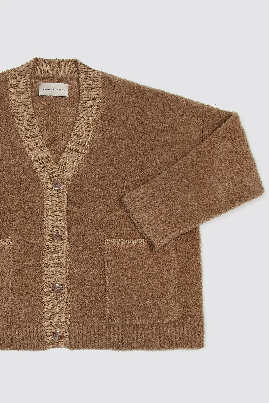 Shearling Cardigan, Camel