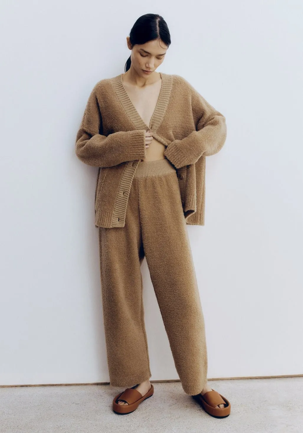 Shearling Cardigan, Camel