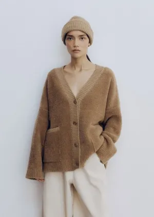 Shearling Cardigan, Camel